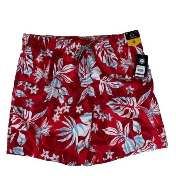 NWT Speedo Swim Shorts Mens 2XL Red Floral 18" Outseam Mesh Liner Stretch - Picture 1 of 3